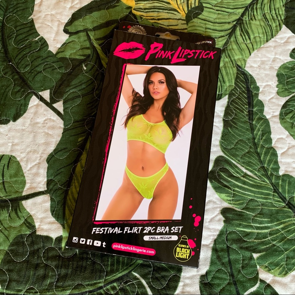 **5/$30 SALE** NWT Pink Lipstick Festival Bra Set